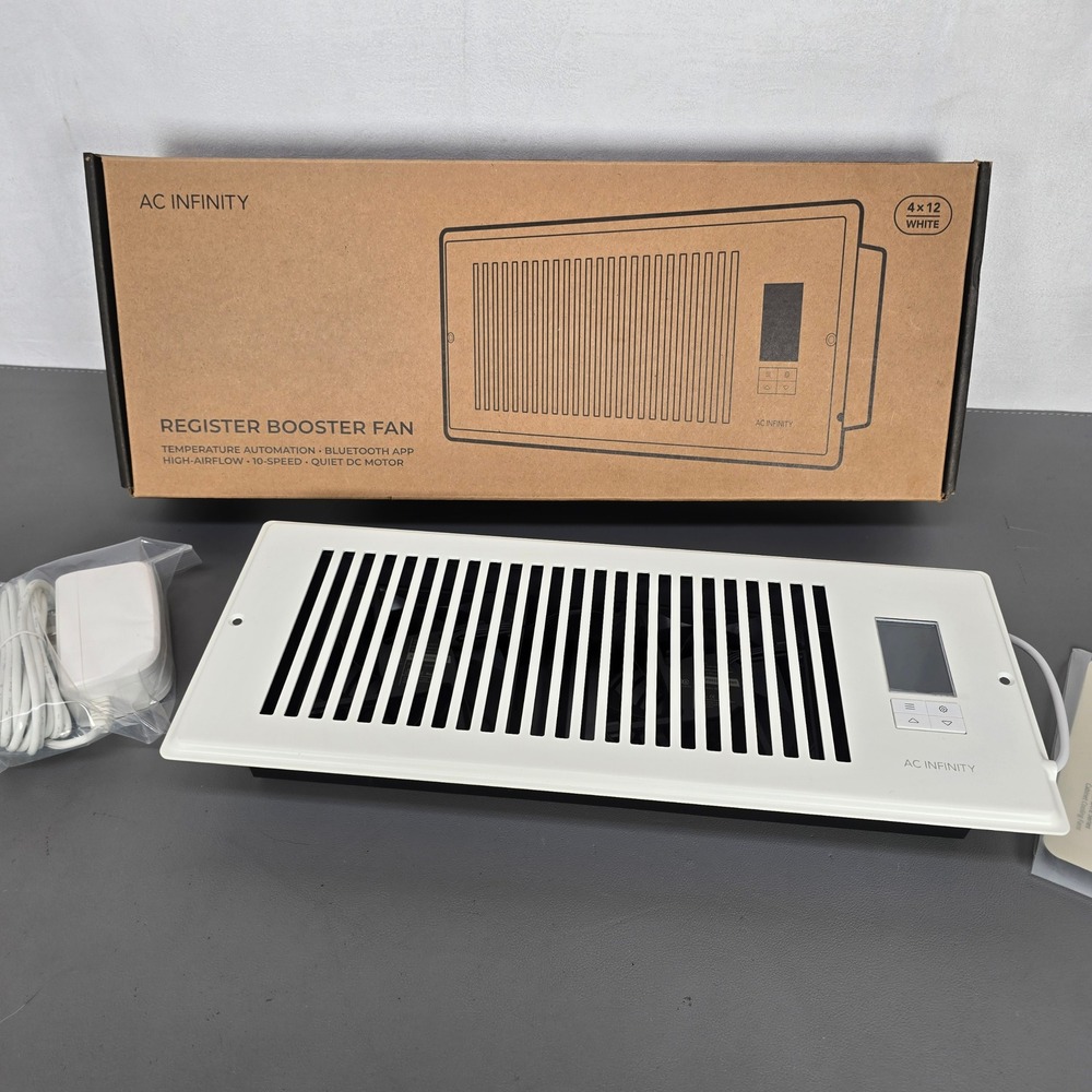 AC Infinity AIRTAP T4 Register Booster Fan 4x12 White AC-RBF42-W Bluetooth App